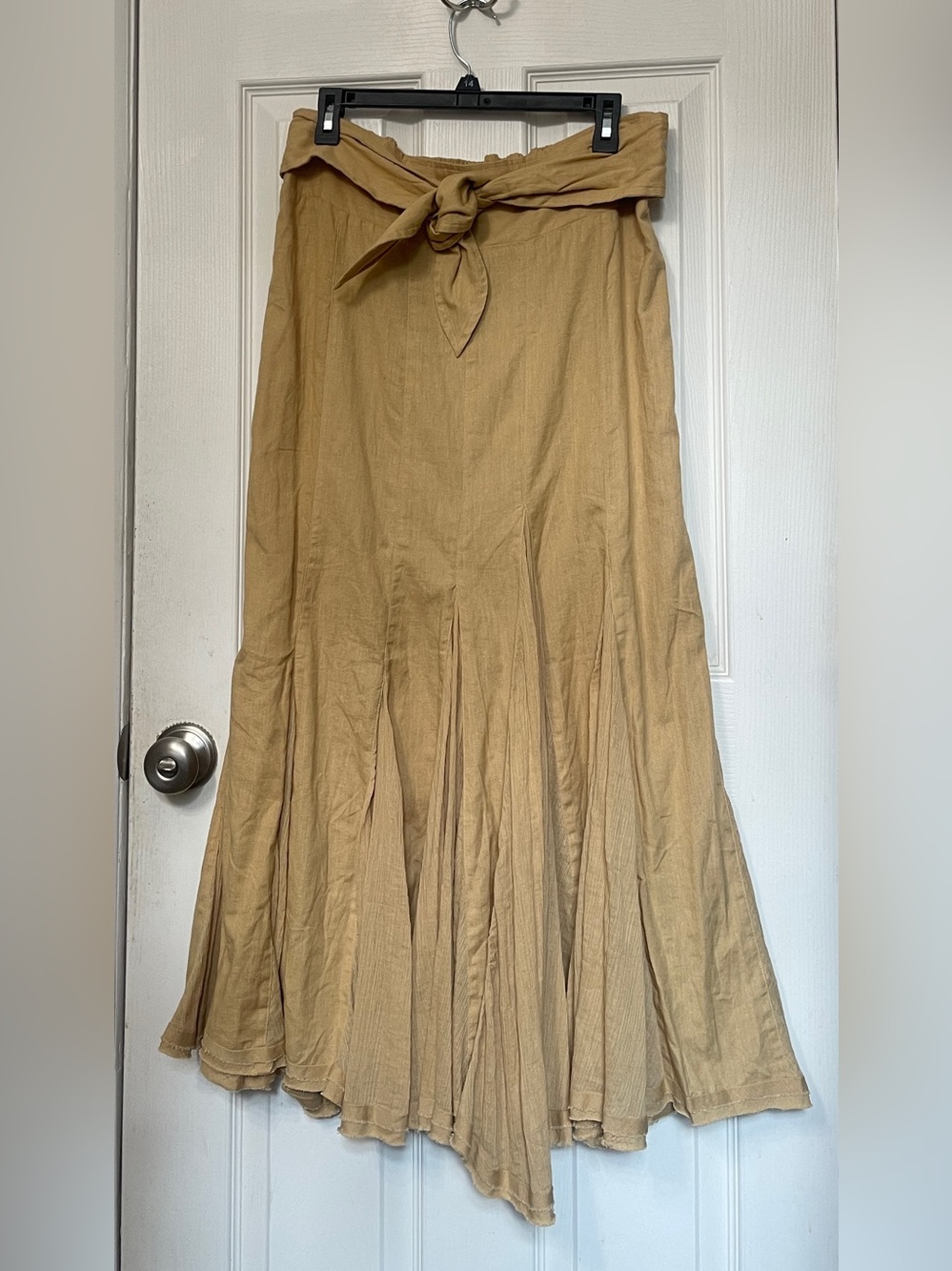 Free People Marguerita Maxi Skirt Golden Yellow Pull-On Cotton Linen Sz L NWT - Picture 4 of 13